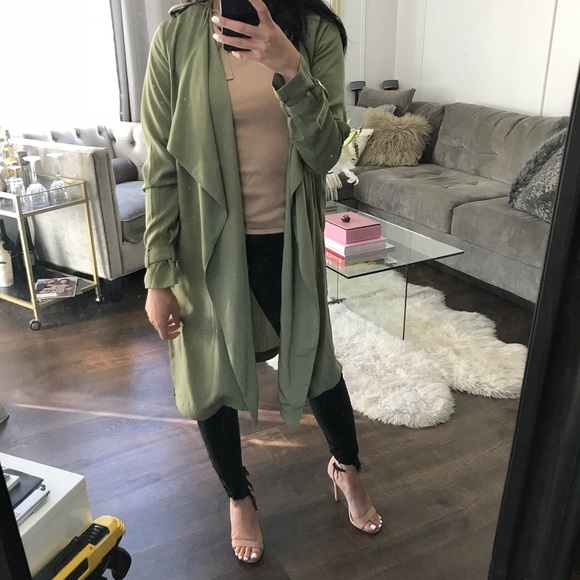 khaki green duster coat
